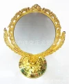 New electroplated oval golden yellow desktop double-sided mirror M02 style electroplated desktop double-sided makeup mirror Specification image
